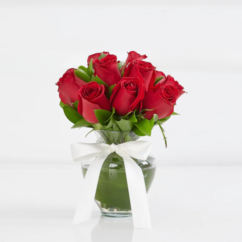 VASO CATARINE COM ROSAS VERMELHAS