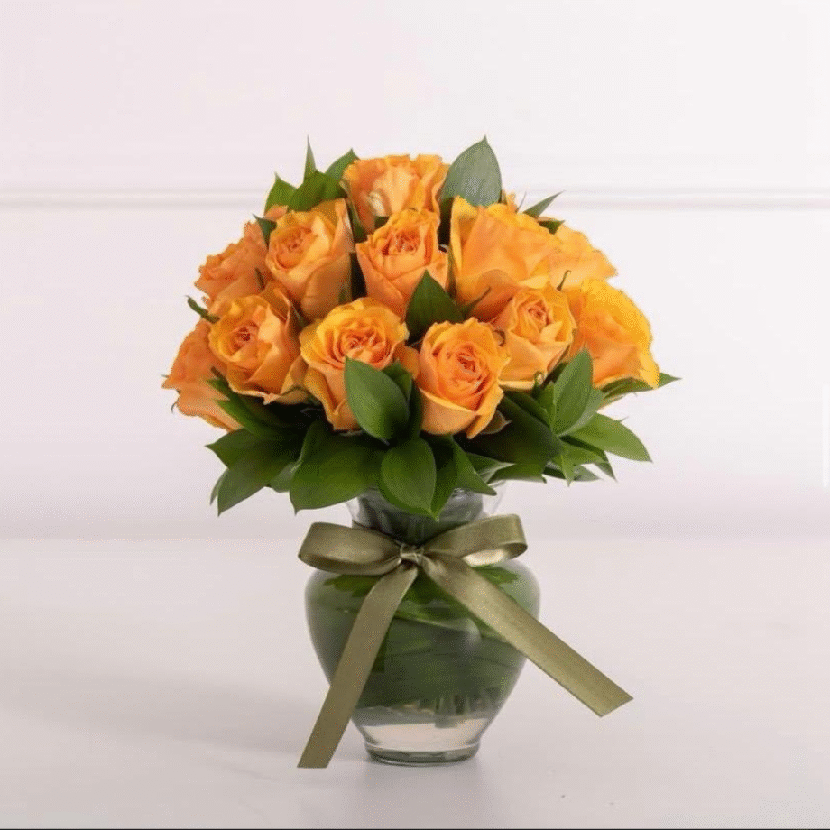 VASO ELISA COM ROSAS LARANJA