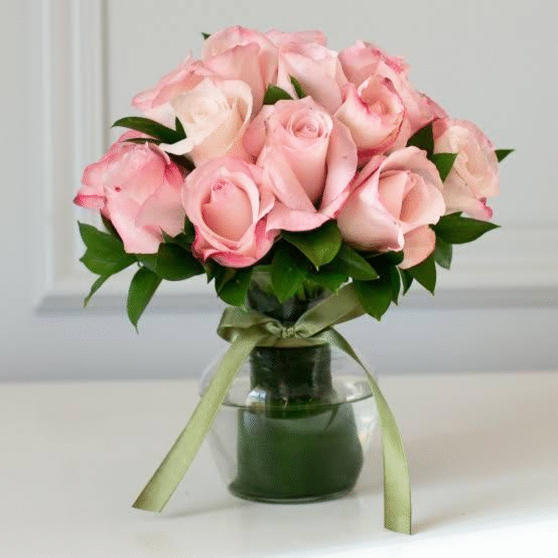 Vaso com rosas cor de rosa flores em Brasília